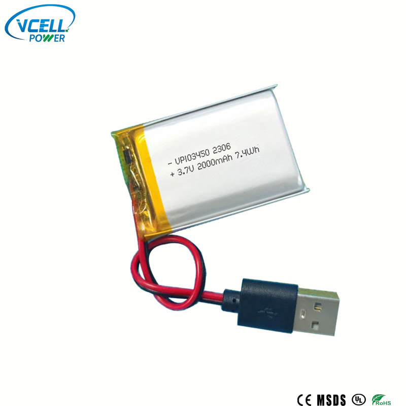 3,7 V 2000 mAh 103450 Li-Polymer-Akku